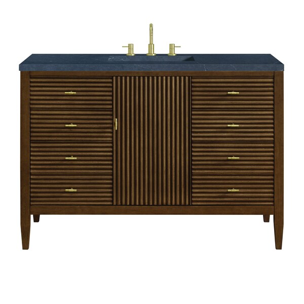 James Martin Vanities 48'' Vanity, Mid Century Walnut w/ 3 CM Charcoal Soapstone Quartz Top 485-V48-WLT-3CSP - main